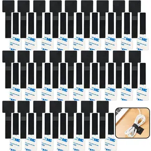 50 Pcs Cable Ties Adhesive Cable Clips Cord Wraps Reusable Wire Organizers for Household Office Essentials (Medium)
