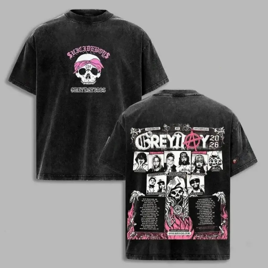 [Free Ship] Comfort Colors Greyday 2026 Vintage Tour T Shirt,Rap Concert Graphic Tee, G59 Records North American Tour Shirt, Oversized Heavyweight Cotton Streetwear, Double Sided Hip Hop Music Fan Gift Apparel