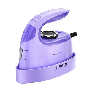 Martisan Mini Travel Steam Iron, 1000W Portable Iron with Non-stick Plate, 300 Steam Holes, 90ml Water Tank, Safety Base and Digital Temperature Control, for Quilting and Sewing - Silver