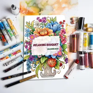 Flower Pattern Coloring Book, 1 Count 25 Pages Flower Pattern Coloring Book, DIY Painting Supplies without Accessories