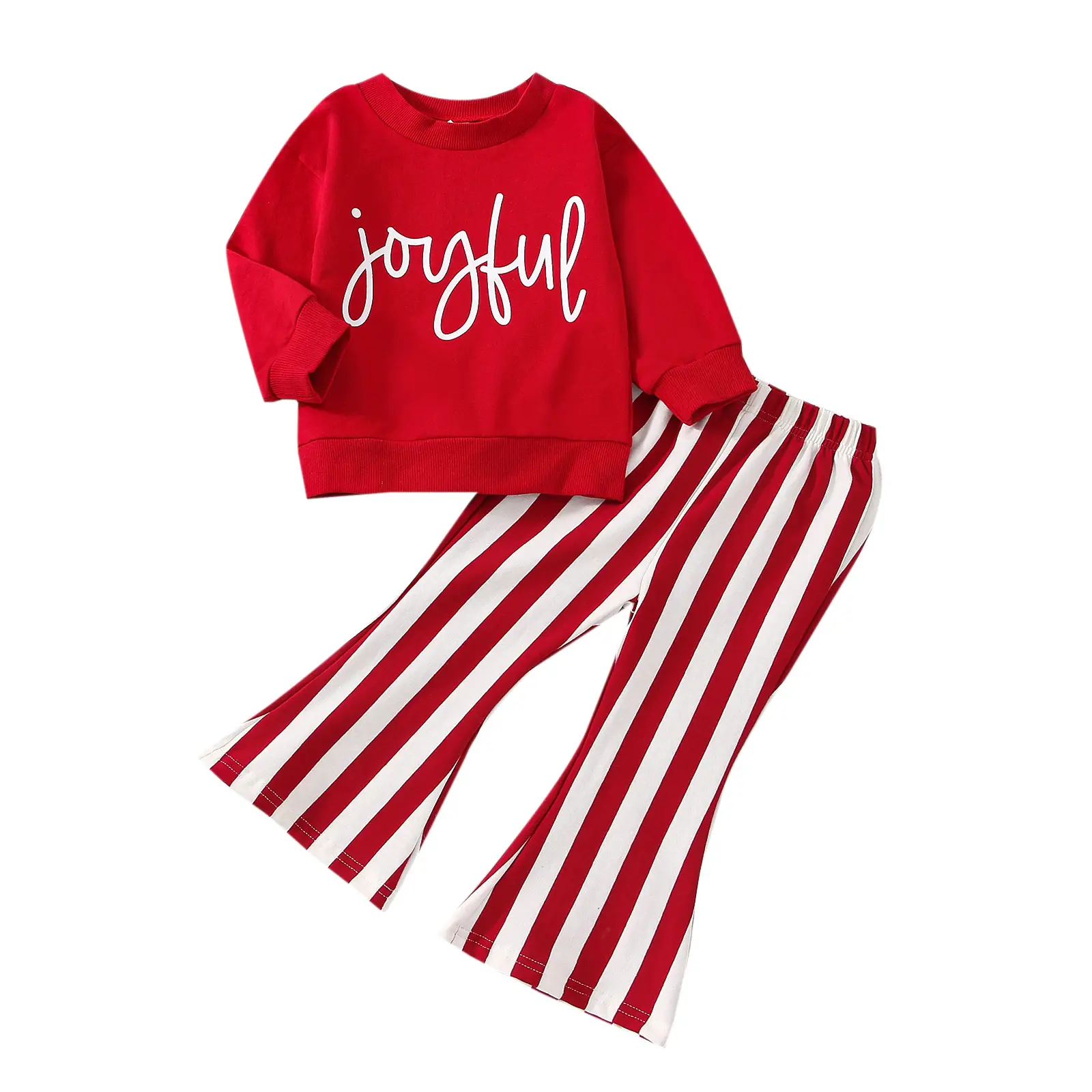 Toddler Baby Girl Christmas Clothes Santa Outfits Set Pullover Sweatshirt Tops+Flare Pants Fall Winter Clothes