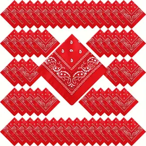 100 Pack Bandanas Unisex Paisley Bandanas Bulk Multi Purpose Cowboy Head Wrap Necktie Face Cover Party Supplies 21.26 inches (Stylish Red)