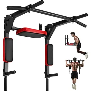 VEVOR Multifunctional Pull Up Bar, Wall Mounted Chin Up Bar Dip Station for Home Gym, Heavy Duty Steel Upper Body Workout Pull Ups, Power Tower Set Training Equipment Fitness, 440 lbs Weight Capacity