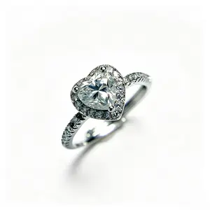 SKU J-009—Heart-Shaped Halo Moissanite Ring | 0.8 ct, D color, VVS1 sparkle