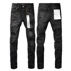 Purple Jeans American High Street Paint Hole Black 9045 2024 New Fashion Trend High Quality Jeans men Streetwear Pants