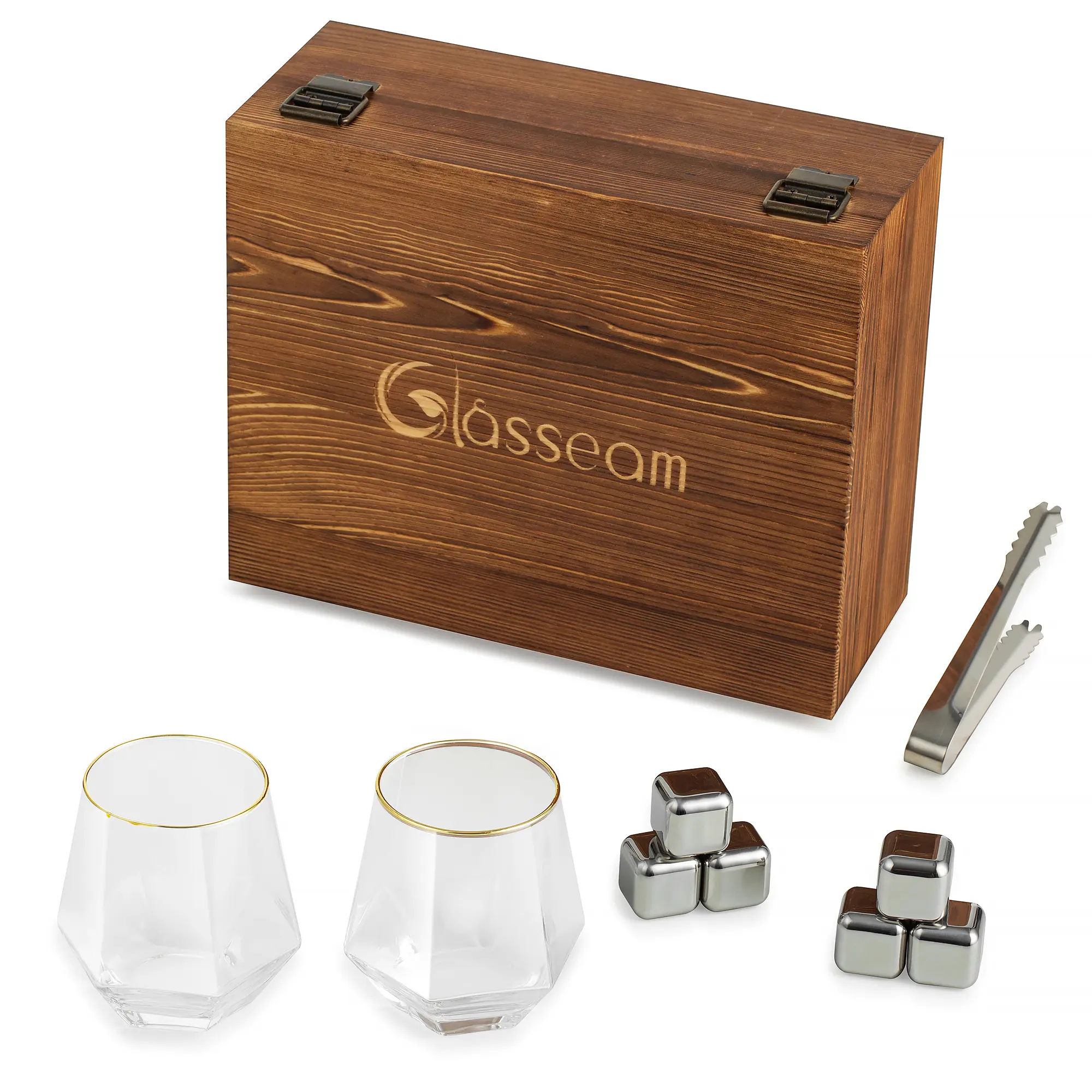 Whiskey Stones & 2-Piece Whiskey Glasses Gift Set - Scotch Bourbon Drinkware for Dads, Boyfriends - Father's Day, Valentine's Day, Thanksgiving, Holiday Gifts