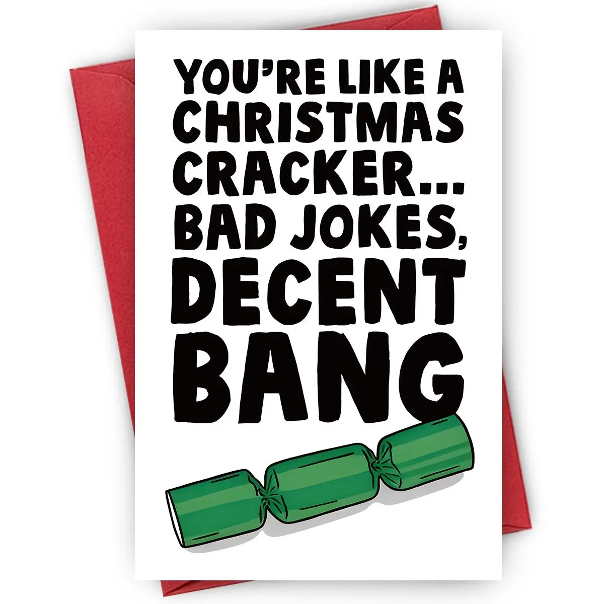 Christmas Cracker Joke Greeting Card, 1 Set Humorous Personalized Paper Card with Envelope, Funny Letter Card for Holiday Celebrations