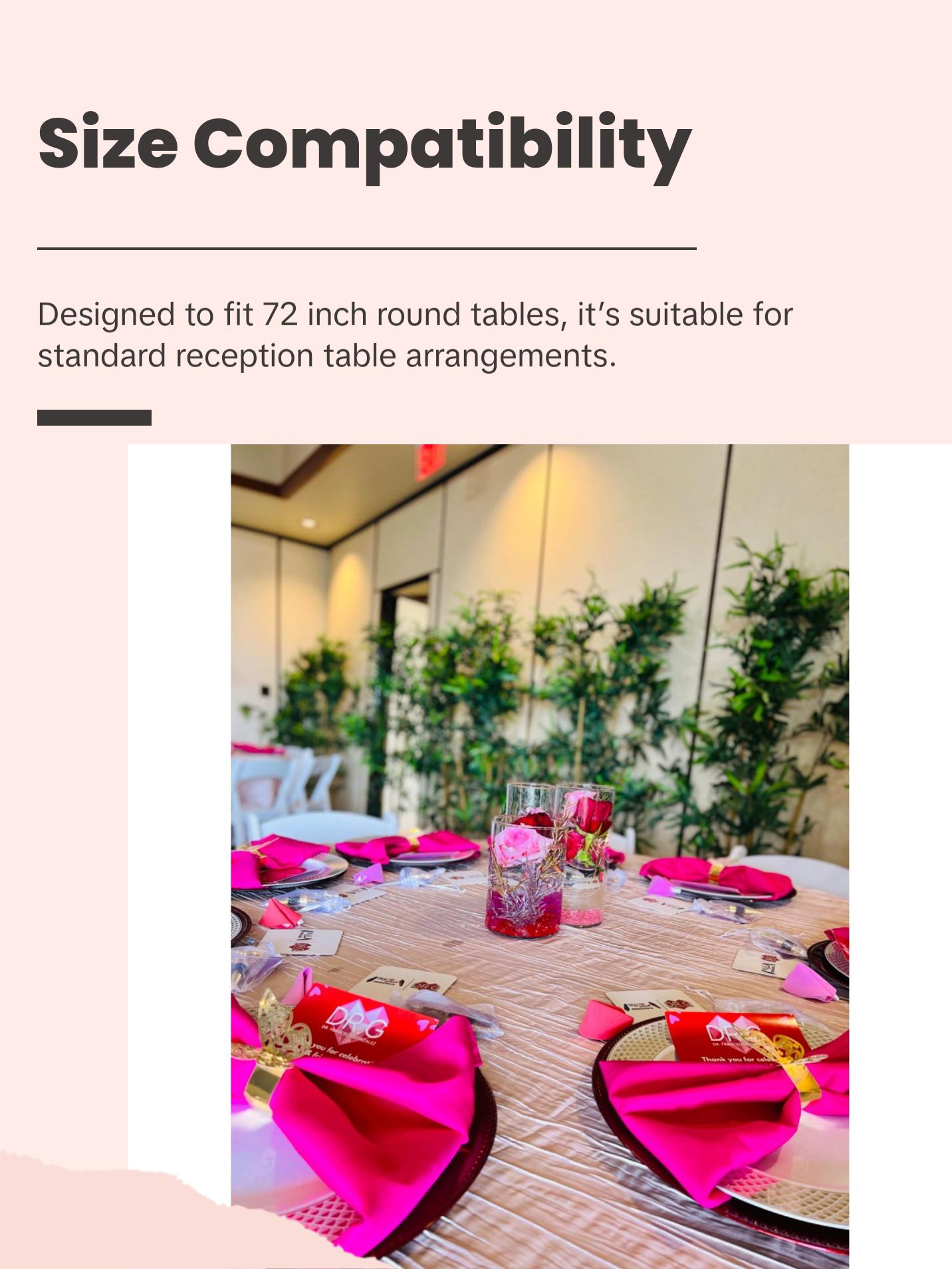 132 inch Crinkle Taffeta Round Tablecloth Blush