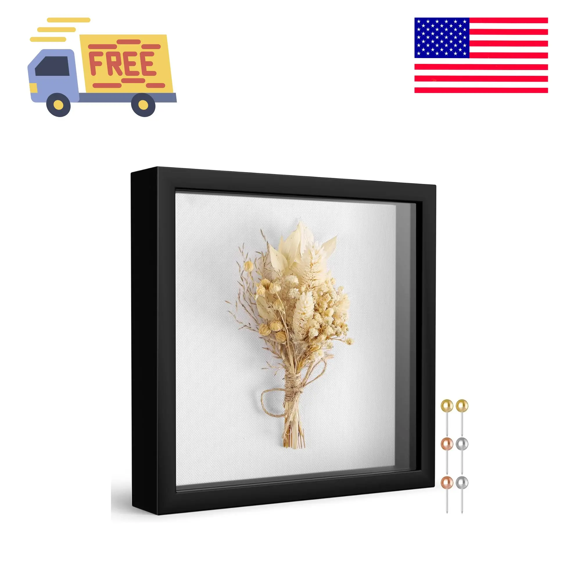8x8 Shadow Box Frame with Soft Linen Back Black 8x8 Shadow Box Frame with Soft Linen Back Black