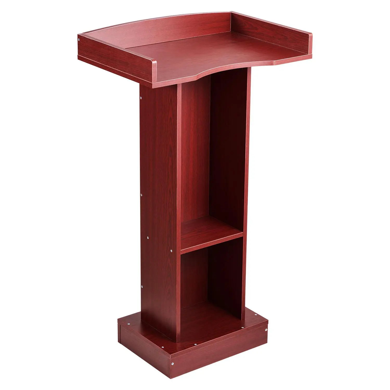 【DealsForYouDays】VEVOR 41.34 in Tall Eco-Friendly Wooden Floor-Standing Podium Stand, Adjustable Laptop Table, Wide Reading Surface, Wooden Book Shelf, Edge Stopper, Storage Shelves, Elegant Design, 44.09 lbs, for Classroom, Meetings, Church, Good Posture
