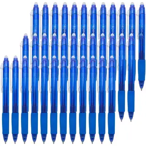 Retractable Clicker Erasable Gel Pens - 0.7mm Ball Point, Heat Erase with -in Eraser, 36 Pack Blue
