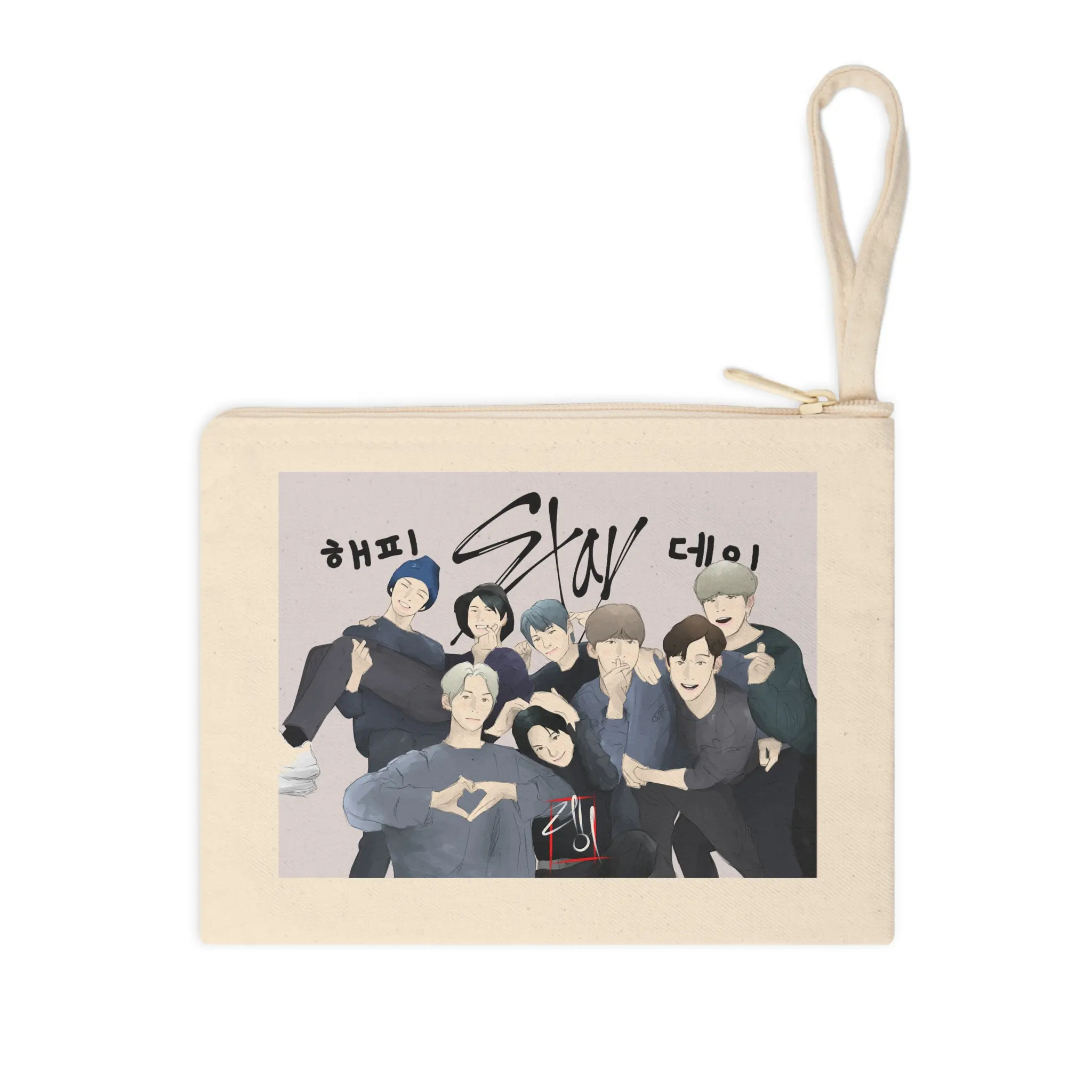 K-Pop Boy Group Illustration Accessory Zipper Pouch | Fan Art Cosmetic Bag