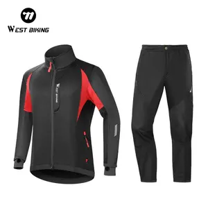 WEST BIKING Cycling Set. Winter Thermal Bicycle Jacket Suit Athletic Techwear Clothes Pants Athletic Bottoms, Outdoor Sport Windproof MTB Road Bike Man Jacket Set