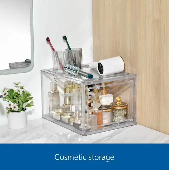 Stackable Shoebox Organizer 4-pack Clear Magnetic Door Storage NEW (36C)