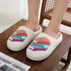 Women's Winter Warm Fluffy Memory Foam Slippers - Footwear, Soft Plush Lined, Non-Slip Thick Sole, Trendy Book Stack Design, Comfortable Cotton Indoor House Shoes