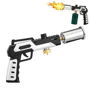 UOYGAO Powerful Portable Stainless Steel Propane Culinary Torch Gun with Multi-Function Nozzle, Turbo Mode, Safety Lock, Precision Adjustable Flame Control - Kitchen Utensil for Campfire/BBQ Party, Searing Steak (Tank Not Included)