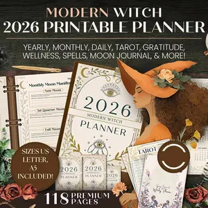 2026 Modern Witch Planner — Moon Phases & Grimoire Pages