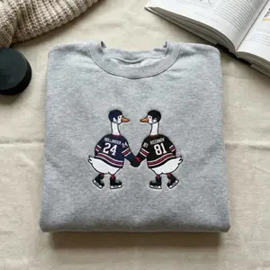 Heated Movie Rivalry Embroidered Sweatshirt, Embroidered Team Hollanov Sweater, Embroidered Hockey Geese Sweatshirt, Hollander Rozanov 24 81