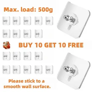 20PCS Acrylic Photo Wall Hooks (Buy 10 Get 10 Free) - Stainless Steel & Ceramic Self-Adhesive, Smooth Lightweight Wall-Mount Hooks for Easy Installation, Home Decor, Organizer Storage, Apartment Accessories, Things for Rooms