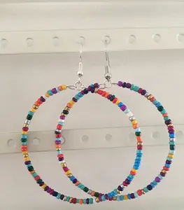 Large Beaded Hoop Earrings