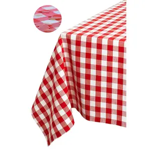 Tektrum Waterproof Square/Rectangular Checker Checkered Tablecloth Table Cover -Spill Proof/Stain Resistant/Wrinkle Free-for Camping Picnic, Dinner, Restaurant (Red and White)