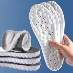 4D Elastic PU Breathable Sweat Absorbing Arch Massage Insole, Anti-Fatigue Shock Absorption, Foot Pain Relief, Unisex Sports Shoe Pads