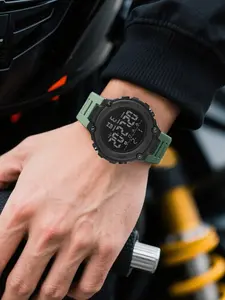 Men Women Fashion Gym Outdoor Sports Electronic Watch, Timer Stopwatch Alarm, Lightweight Durable, Digital Round Face, Resin Case, Trendy Multifunctional Watch