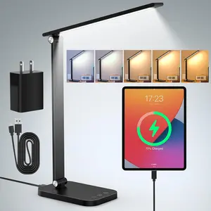 Foldable Study Desk Light for Home Office, Modern Dorm Study Desk Lamps, 5 Light Mode Dimmable Brightness Eye-Caring Craft Task Lamp Desktop Lamp for Reading