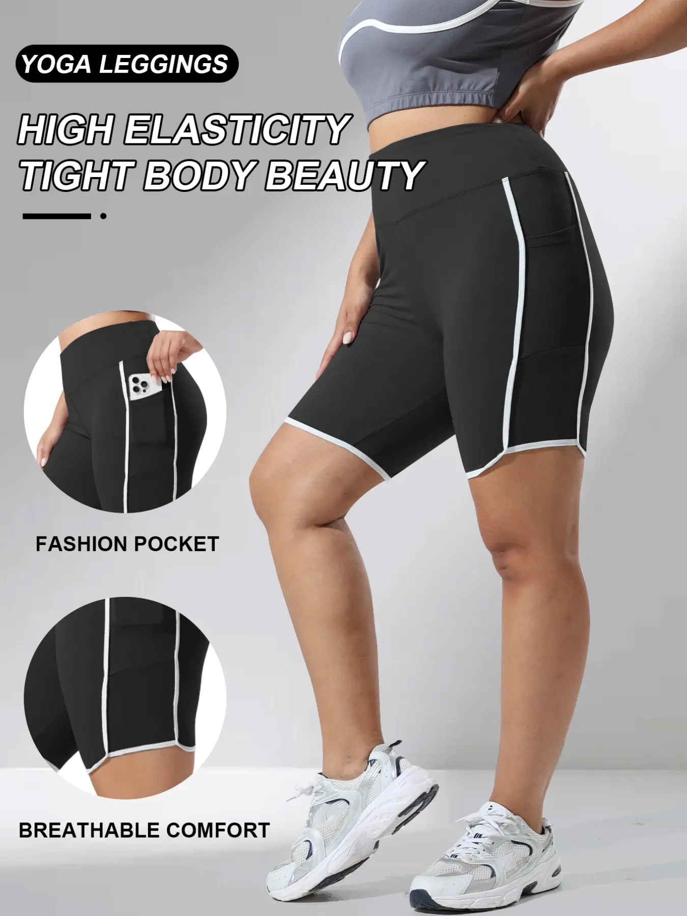 Women's Plus Size Lace Shorts, Activewear, Bottoms, High Waist, Slim Fit Sexy Comfortable, Elastic Soft Fabric, Above the Knee, Plain Pattern, Stylish and Comfortable, Womenswear