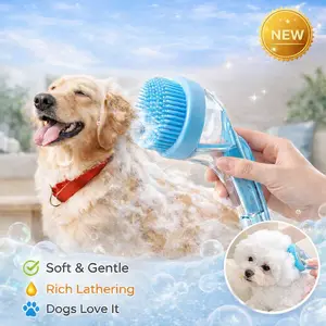 2-in-1 Dog Bath Brush with Shampoo Dispenser – Multi-Functional Pet Bath Brush for Long & Short Haired Dogs and Cats
