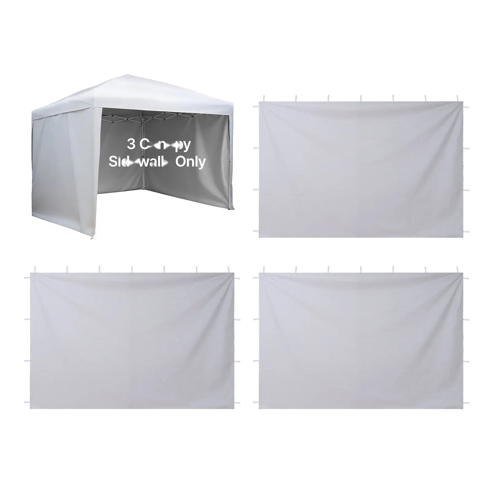 Canopy Sidewalls Compatible with 10 x 10 ft Pop Up Canopy Tents, Waterproof and UV-Blocking Sunlight Protection Layer, Durable Outdoor Event Tent Accessories for Vendor Booths, Camping, Three White Sidewalls