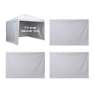 Canopy Sidewalls Compatible with 10 x 10 ft Pop Up Canopy Tents, Waterproof and UV-Blocking Sunlight Protection Layer, Durable Outdoor Event Tent Accessories for Vendor Booths, Camping, Three White Sidewalls