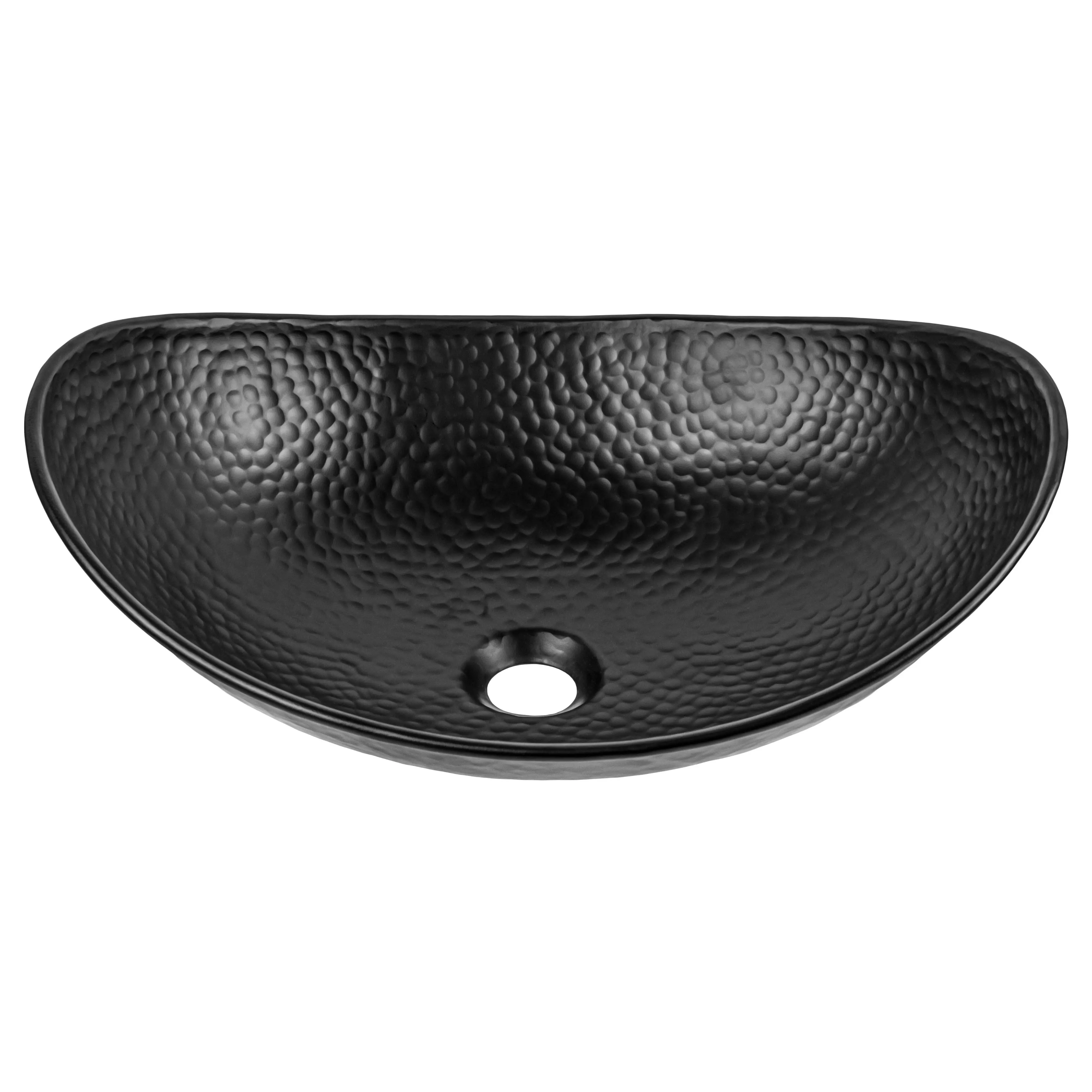 Hand Hammered Aluminum 19 inch Harbor Oval Vessel Bathroom Sink - Matte Black
