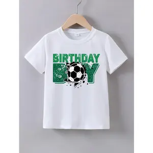Boys' Summer Short-Sleeved "Soccer Loving Birthday Boy" Print T-Shirt
