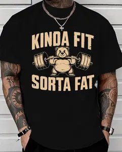Funny Weightlifting Bear Tee – 100% Cotton Heavyweight Oversized Gym Shirt
