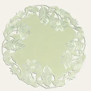 Light Green Round Linen Placemat Doilies - The Daulton Collection