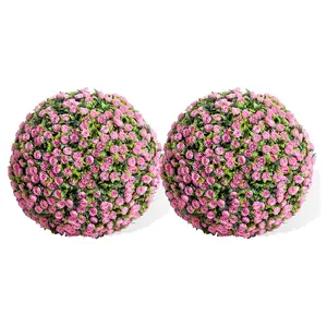 【Christmas Gift】Artificial Topiary Balls Set of 2-Flower Topiary Balls Decorative Balls for Outdoor and Indoor-Wedding Decoration-A Fruit Hanging