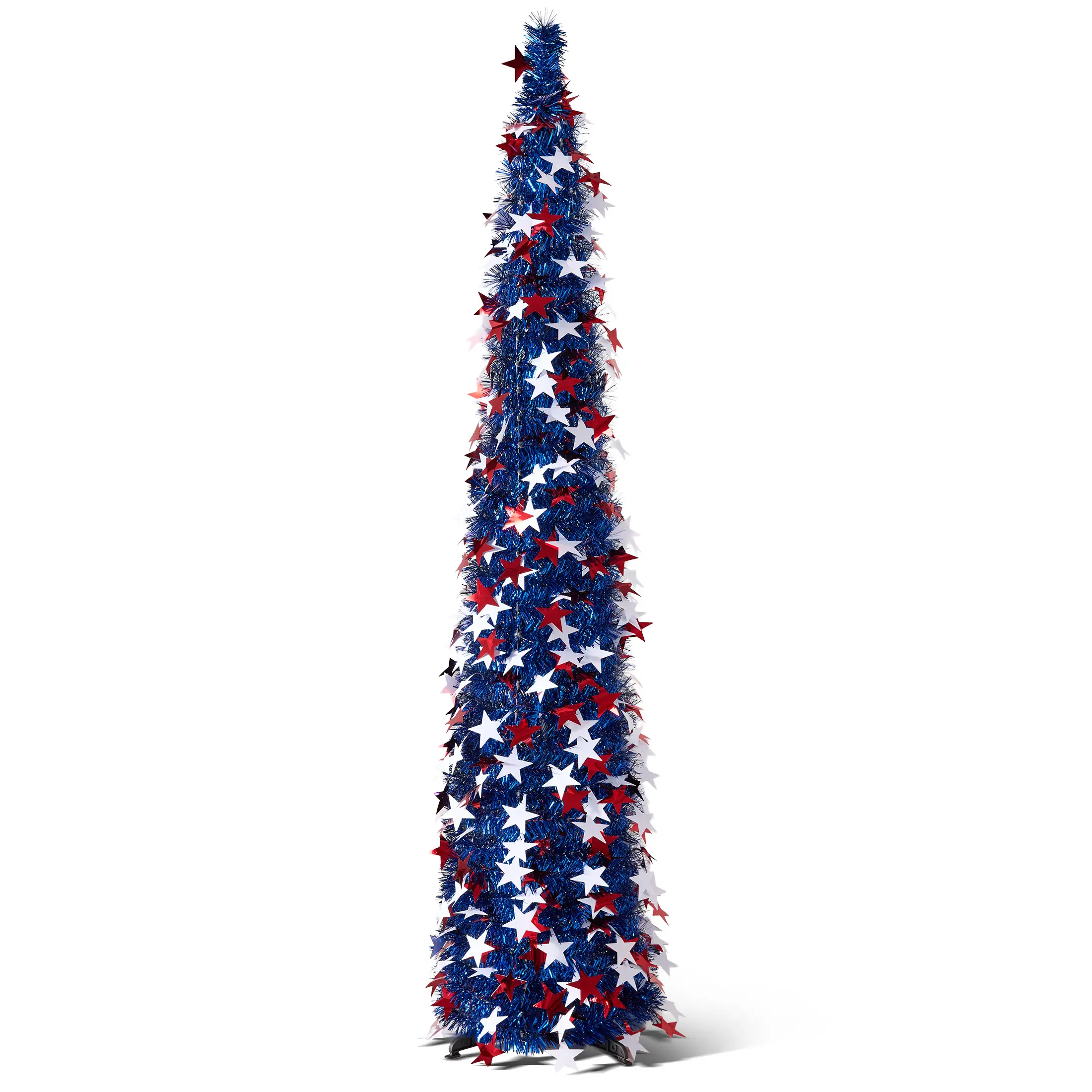 DR.Planzen 5FT Red White Star Decorative Pop-Up Tree, Patriotic Style Holiday Tree for Summer Seasonal Indoor Outdoor Decor