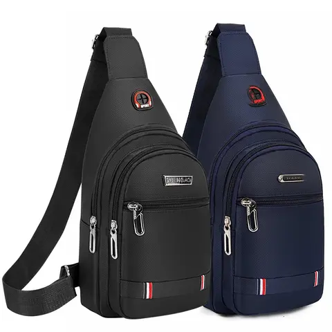 Men's Small Canvas Sling Bag - Adjustable Crossbody, 6.69in Slim Mini, Multiple Zips, Easy-to-Use, Fits Phone/Keys/Wallet, All Seasons Athletic Chest Daypack for Hiking, Climbing, Fishing