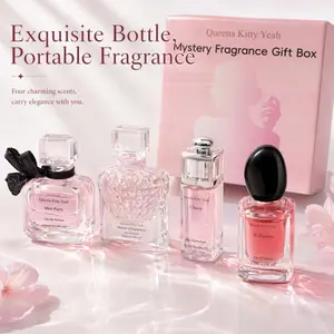 4 Pack 5ML Women's Perfume Gift Set, Queena Kitty Yeah 4 Unique Scents, Carefully Picked Scents, Elegant Fragrance Discovery Kit, Perfect Gift for Her, Travel-Friendly