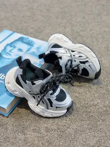 Retro Vintage Mesh Dad Shoes, Unisex Velcro Sports Shoes, Soft Sole Anti-Slip Breathable Running Shoes, Trendy Thick Bottom Casual Kids Shoes