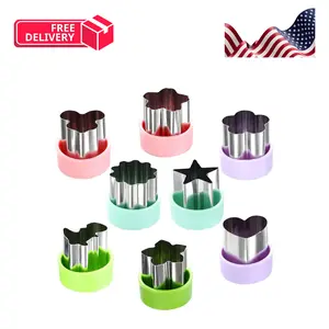 Vegetable, Mini Cookie & Fruit Cutter Shapes Set (8 Pack) – 1.5" Stainless Steel
