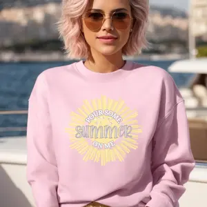 Pour Some Summer on Me / Buttery Soft, Classic Sweatshirt / Womenswear Casual, Comfort fit, Boho Era Chic Crewneck Sweatshirt Collar Knit