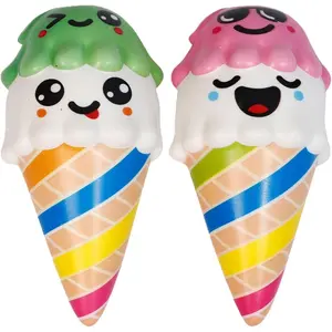 Anboor 2pcs Squishies Set Toys Squeeze Ice Cream Kawaii Slow Rising Scented Kid Toys Cute Food Collect Halloween Ideas