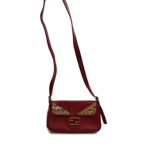 Pre-owned FENDI Leather Shoulder Bags Calfskin Monster Baguette Shoulder Bag (F2047)