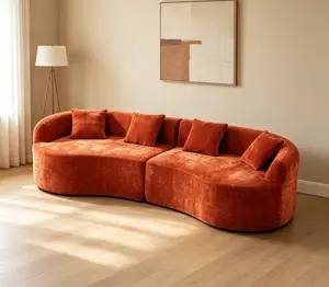 111" 4-Seater Boneless Upholstered Floor Couch with 4 Pillows, Living Room Indoor Sofa & Couch Furniture