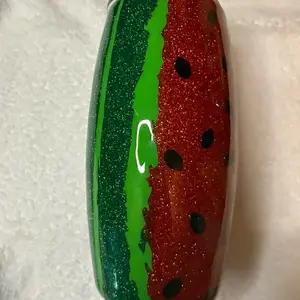 Watermelon Design 25 oz Epoxy Tumbler with Red and Green Glitter Cute Addition to Your Tumbler Collection Drinkware Bottle
