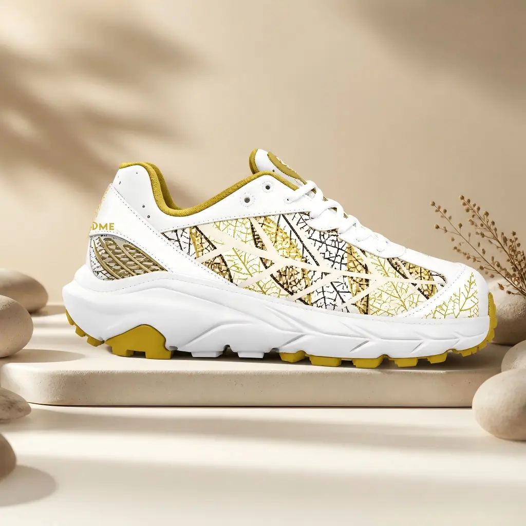 Men's Steel Toe Closed Runner Shoes - Gold and White Design, Comfortable Shoe for Runners, Ideal for Casual Walking & Athletic Training, Casual Jogging Shoes, Running Sports Shoes
