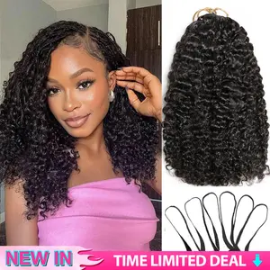【New In】Lemoda Burmese Curly Crochet Human Hair Knotless Pre-Separated Feather Crochet Human Hair for Women, Lightweight Reusable Natural Black Color 60g summerwins