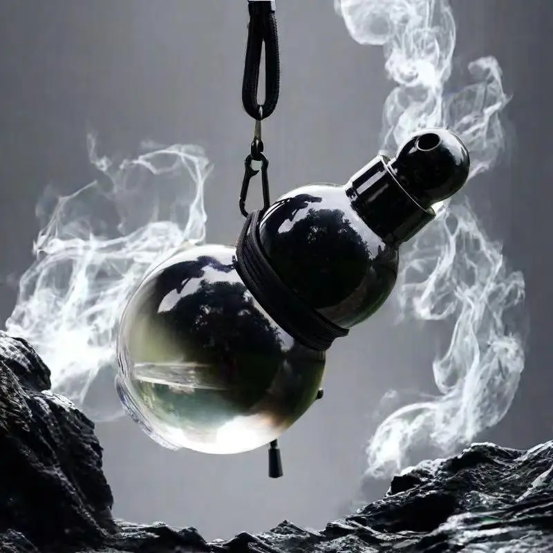 Gourd Shaped Water Bottle, 1 Count Creative Design Leakproof Water Bottle with Lid & Pull Ring, Portable Large Capacity Drinking Cup for School Office